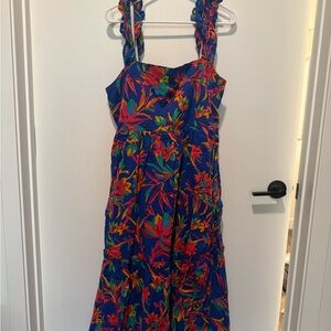 J. Crew Factory Blue Floral Midi Dress